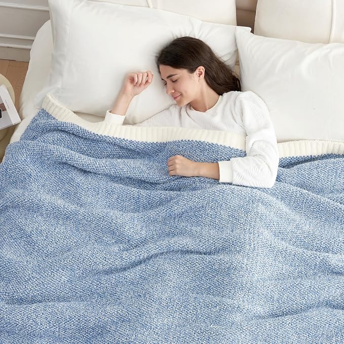 Snuggle Sac Heather Blue Bed Blanket Oversized Twin XL 66x90, Super Soft Warm - Image 6