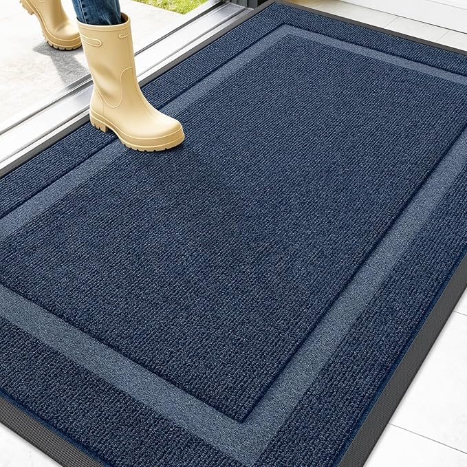 OLANLY Front Door Mat Outside 47x30, All-Season Heavy-Duty Rubber Doormat | Blue by OLANLY