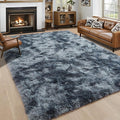 4x6 Tie-Dyed Blue and Grey Fluffy Soft Area Rug Non-Slip by ModernHomeDecor