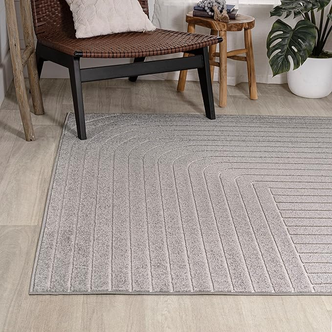 Eyely NCS101B-3 Scandinavian Odense Minimalist Angle Geometric Indoor Area Rug, Modern, Contemporary, Coastal, Bohemian, Bedroom, Kitchen, Living Room, Non Shedding, Gray/Ivory, 3' x 5'