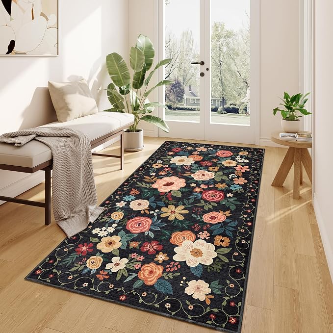 DUKINO 3x6 Runner Rug, Non Slip Floral Washable Rug - Image 6