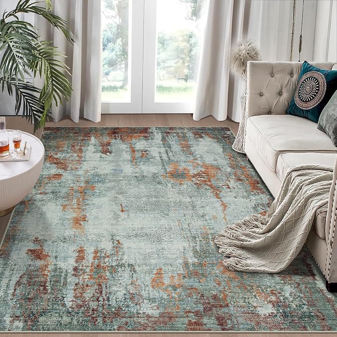 5x7 Area Rugs for Living Room Bedroom Dining Room Washable Red Brown | Soft by Aelenmu