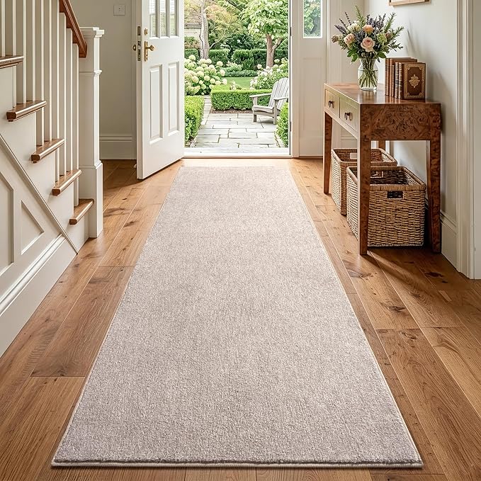 2x6 Oatmeal/White Runner Rug Washable Non-Slip - Image 2