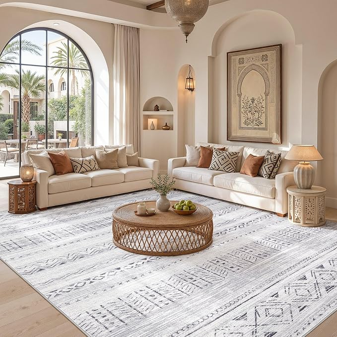 cotiled Boho 7x9 Area Rug for Living Room: Large Moroccan Washable Rug | Solve - Image 5