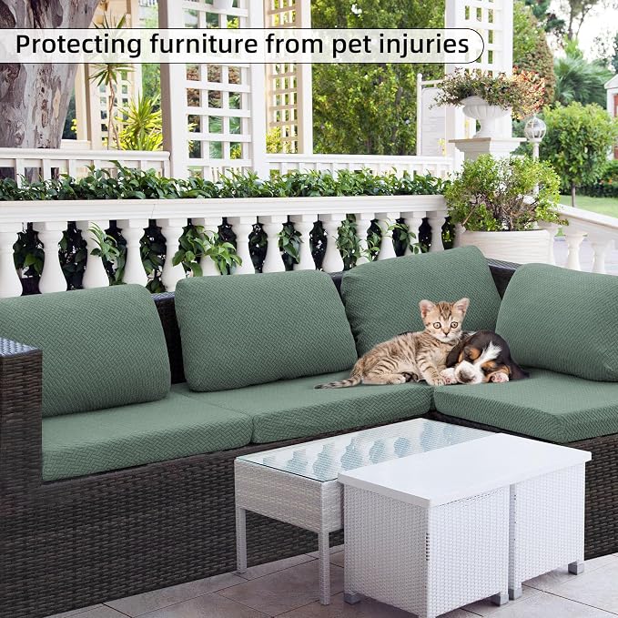 8PCS Patio Cushion Covers.Patio Furniture Couch SeatSlipcovers | Washable - Image 6