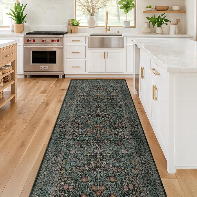 Dark Green 2x7 Long Washable Runner Rug Non Slip, Throw Rugs Runners - Image 7