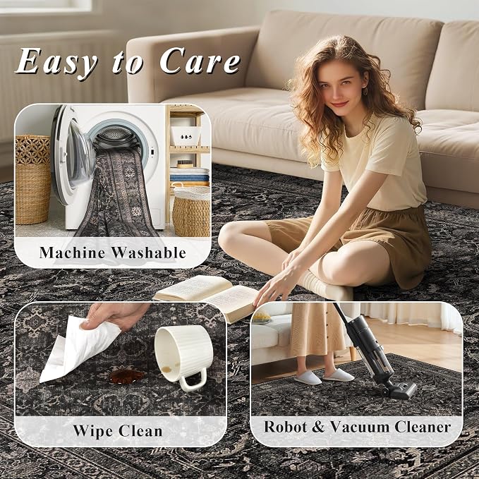 Schweek 5x7 Washable Area Rugs Non Slip Rug - Image 7