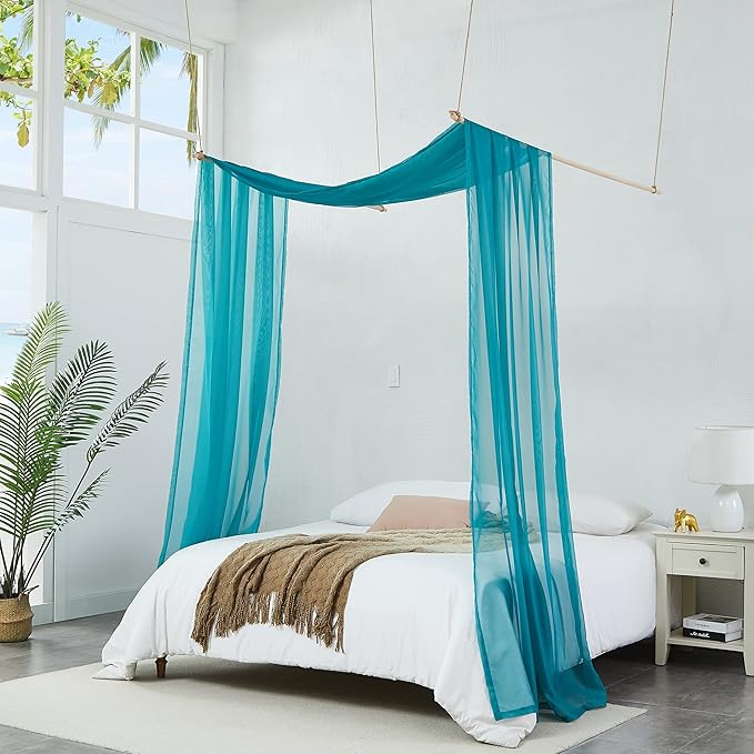 Warm Home Designs 30 Feet Long Sheer Green Teal Window Scarf. These XXL Length Valance Window Scarves 54 X 360 Inches in Size. Great as Bed Canopy or Wedding Arch Draping Fabric. AM Teal 360"
