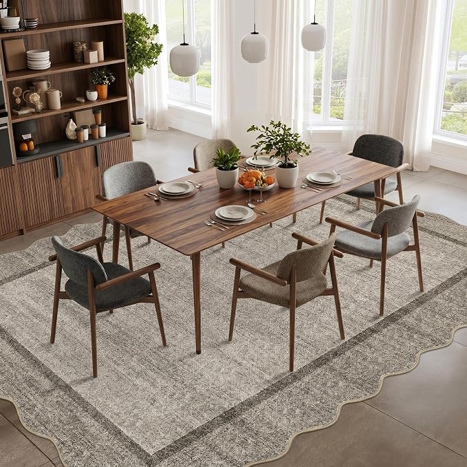 GarveeHome Scalloped Living Room Rug 5x7 Area Rug Washable Non Slip Brown | - Image 9
