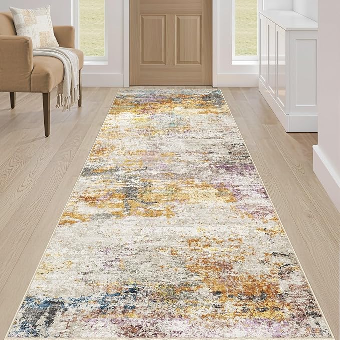 LOONGRUG Runner Rug 2x6 Washable Non-Slip Kitchen Neutral Modern Rug | Abstract - Image 4