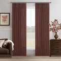 Rust Brown Linen Pleated Light Filtering Curtains by Twodrapes