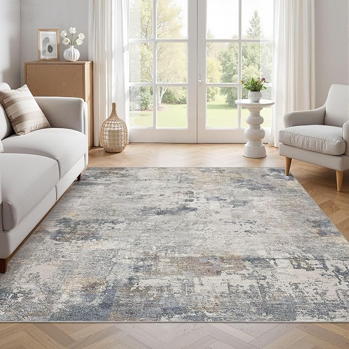 UERMEI Square Area Rugs : Washable 6x6 Neutral Modern Abstract Carpet - Image 6