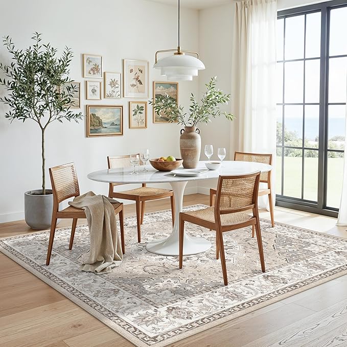 Washable 5x5 Square Area Rugs: Indoor Non-Slip Entryway Kitchen Rugs Oriental - Image 2