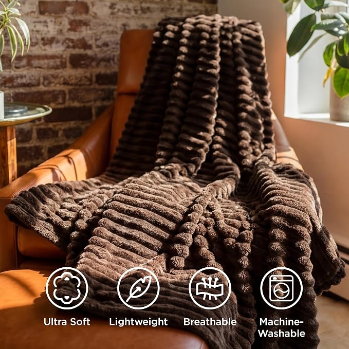 Bedsure Soft Chocolate BrownThrow Blanket - Image 5