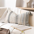 Gray Decorative Lumbar Pillow Cover 14x24, Farmhouse Lumbar Throw Pillow by BlissBlush