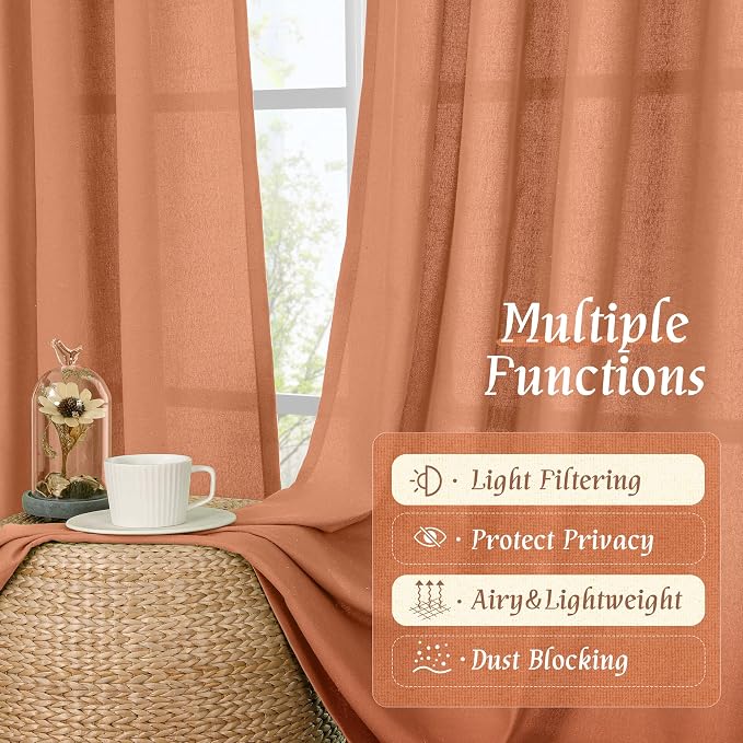 Terracotta Linen Curtains 72 inches Long - Image 9