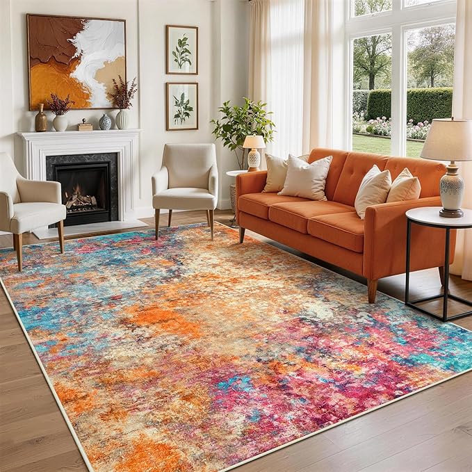 8x10 Area Rugs for Living Room Washable Bedroom Dining Room Colorful | Modern by Aelenmu