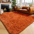 Amdrebio Burnt Orange Shag Area Rug 9x12 by Amdrebio