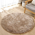 ORINOVA Beige Round Cozy 4ft Shag Rug Washable Furry Soft Area Rug by ORINOVA