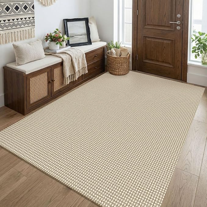 KOZYFLY Washable 4x5 Entry Woven Area Rug, Braided Throw Rugs by KOZYFLY