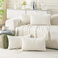 Set of 4 Cream White Decorative Throw Pillow Covers 12x20 Inch Corduroy Pillow by Cozoomy
