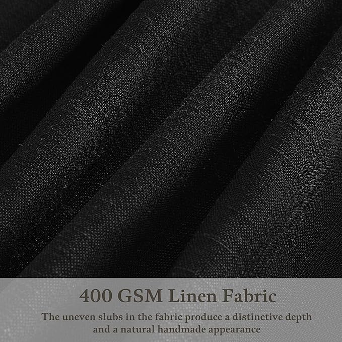 Linen Pleated Light Filtering Black Memory Shaped Curtains 108 Inches Long | - Image 3