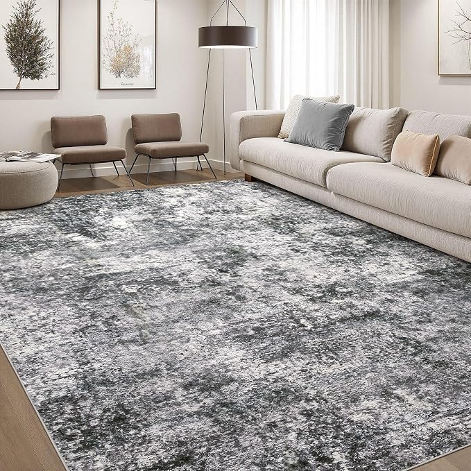DMOYEST Area Rug Living Room Rugs 8x10 Washable Abstract Grey Carpet | Neutral by DMOYEST