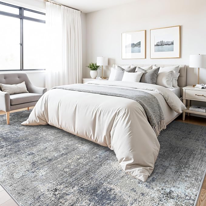 8x10 Washable Living Room Rug – Modern Neutral Abstract Large Area Rug - Image 8