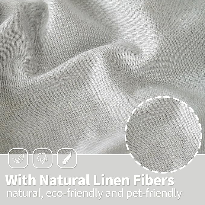 YoungsTex Grey Linen Curtains 63 Inch Length 2 Panels - Image 4