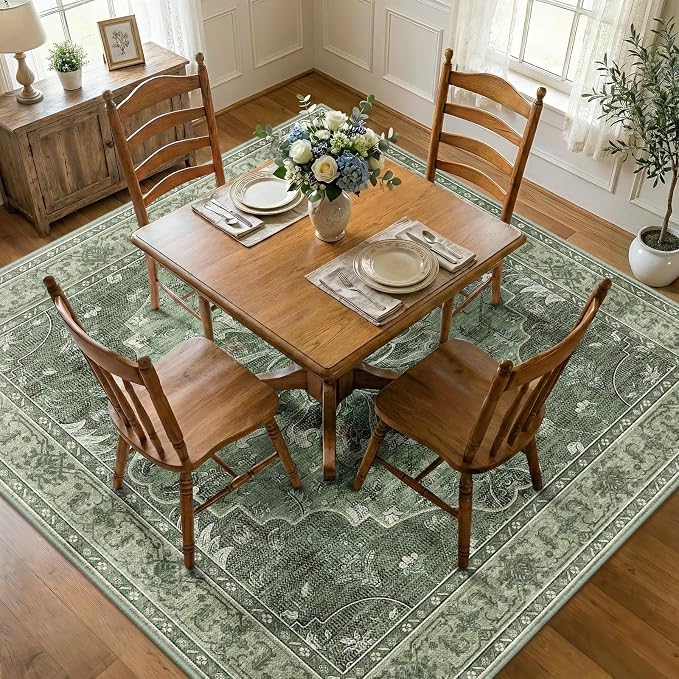 RELEANY Washable Area Rug, Square 7'x7', Water Repellent, Pet Friendly by RELEANY