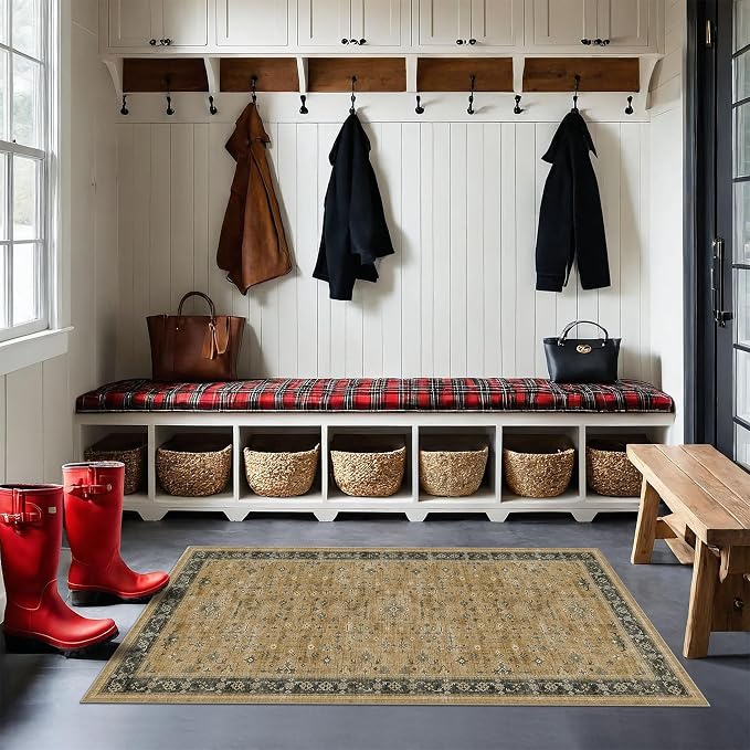 Vintage Boho 2x4 Area Rug for Entryway by HazoHaus