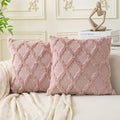 Set of 2 Soft Moroccan Throw Pillow Covers 20x20 Inch Plush Boho Decorative by Cozoomy