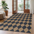 Lahome Checkered Easy Jute 5x7 Outdoor Patio Rug, Living Room Rugs Washable | by Lahome