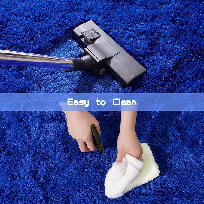 Pionblank Fluffy Area Rug for Bedroom 4x6, Indoor Plush Carpet, Royal Blue | - Image 5