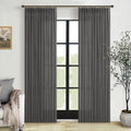 Pinch Pleat Flax Linen Semi Sheer Memory Shape Curtains Charcoal Grey 50x84 | by Twodrapes