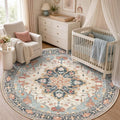 RELEANY Washable Area Rug, Round 5ft, Water Repellent, Pet Friendly, Vintage by RELEANY