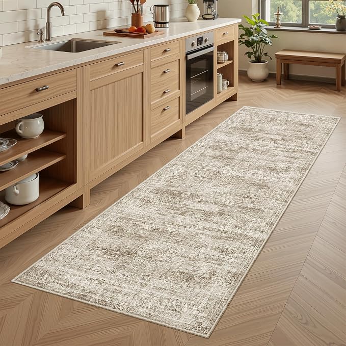 Soalmost Runner Rug 2x5 Washable Non-Slip Kitchen Entry Runners Brown | Soft - Image 2