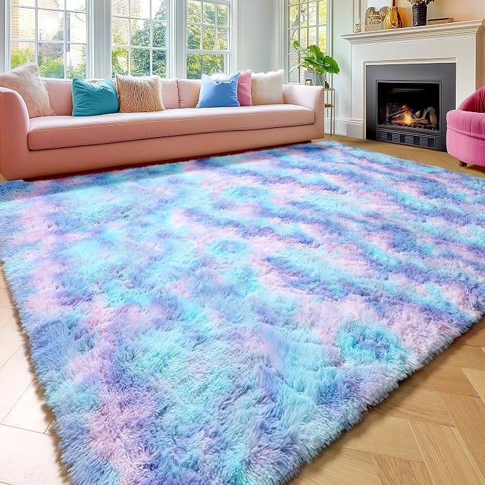 Amdrebio Purple Rainbow Mermaid Large Area Rug 9x12 - Image 5