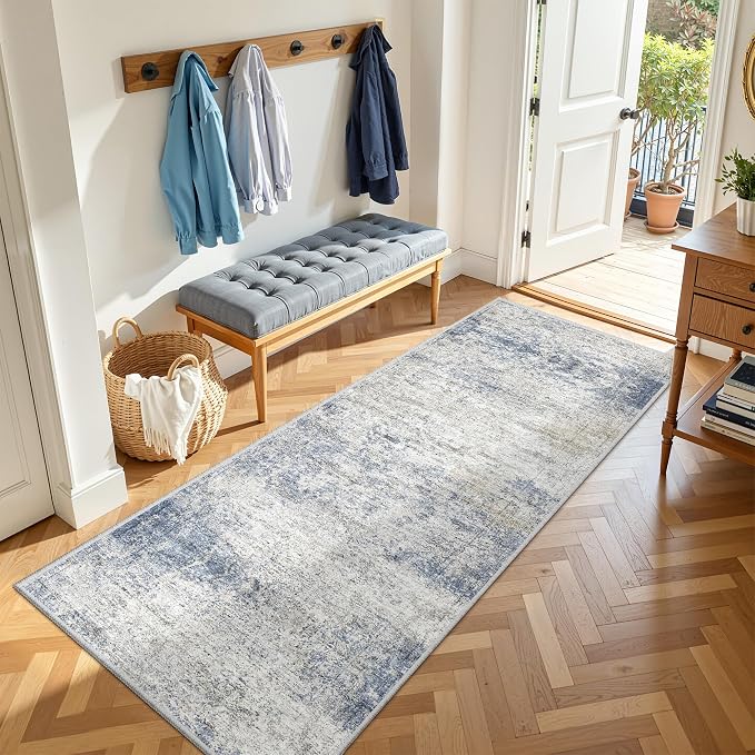 3x8 Runner Rug Non Slip, Washable Hallway Runner Rug, Nursery Room, Soft Runner by Restydon