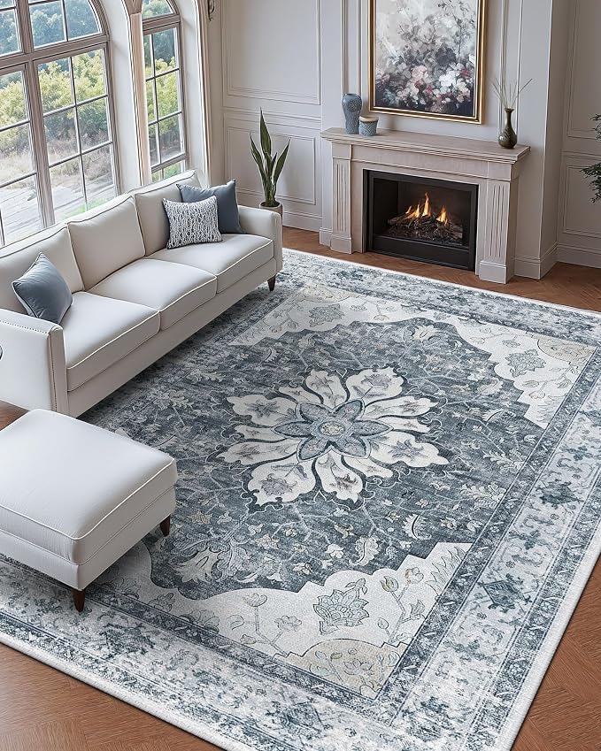 RELEANY Washable Area Rug, Large 9'x12', Water Repellent, Pet Friendly - Image 2