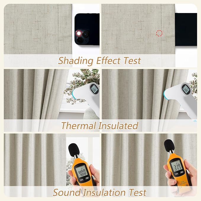 Extra Long 100% Blackout Linen Curtains - Image 5