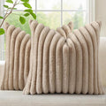 decorUhome Fall Faux Fur Throw Pillow Covers 20x20 Set of 2 Khaki Brown | by decorUhome
