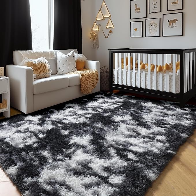 Amdrebio Black White Grey Cool Area Rug 4x6 - Image 6