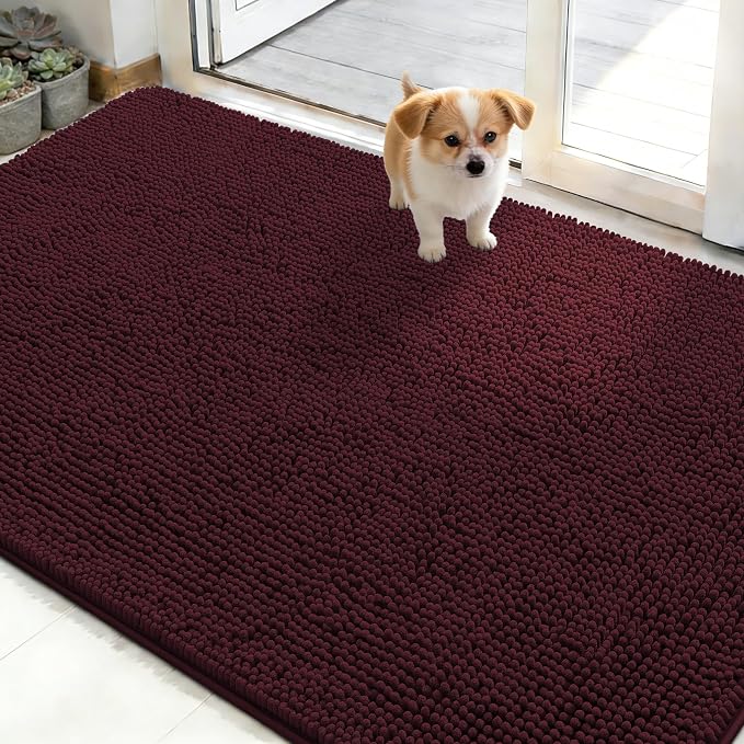 OLANLY Dog Door Mat for Muddy Paws 48x30, Super Absorbent Chenille Mud Mat | by OLANLY