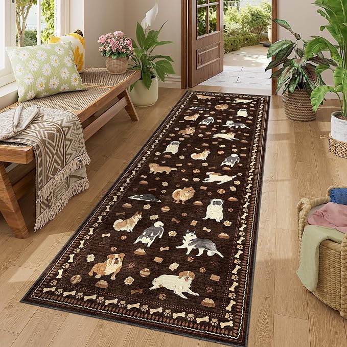DUKINO 2.6x8 Kitchen Runner Rug, Washable Non Slip Dog Rug, Stain Resistant - Image 3