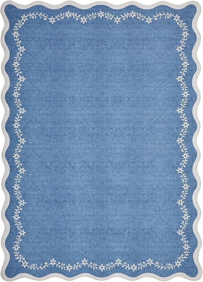 GarveeHome 3x5 Scalloped Washable Area Rug Non Slip Bedroom Entryway Rug | Soft - Image 4