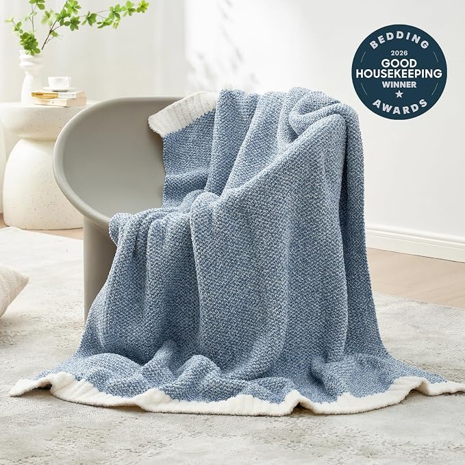 Snuggle Sac Heather Blue Bed Blanket Oversized Twin XL 66x90, Super Soft Warm - Image 3