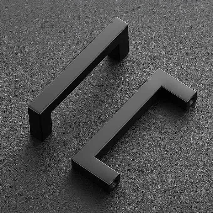 Ravinte 1 Pack Black Cabinet Pulls 3-1/2 Inch Square Kitchen Cabinet Handles Matte Black Kitchen Hardware for Drawer Pulls Drawer Handles Come with Screwdriver