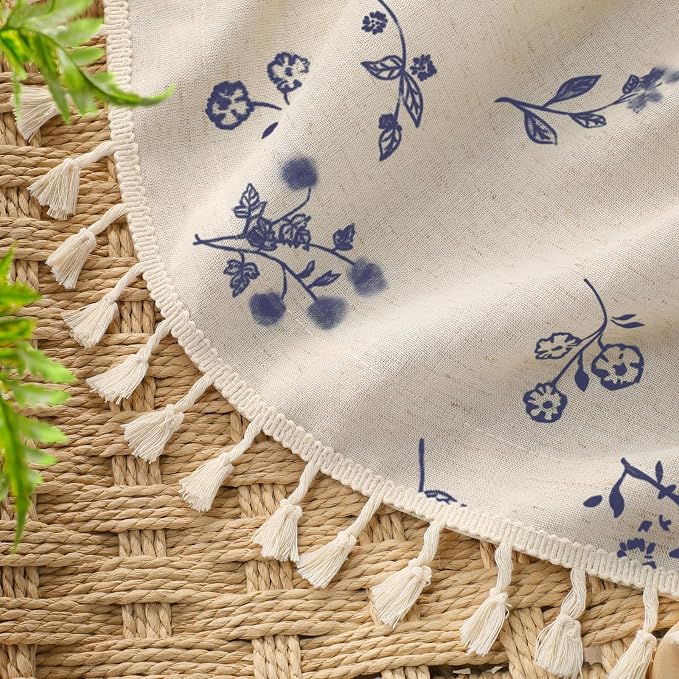 Boho Floral 100% Blackout Curtains 84 Inch 2 Panels Dark Blue | Farmhouse - Image 5