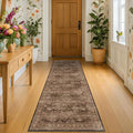 Brown Boho Washable 2x6 Runner Rugs by HazoHaus